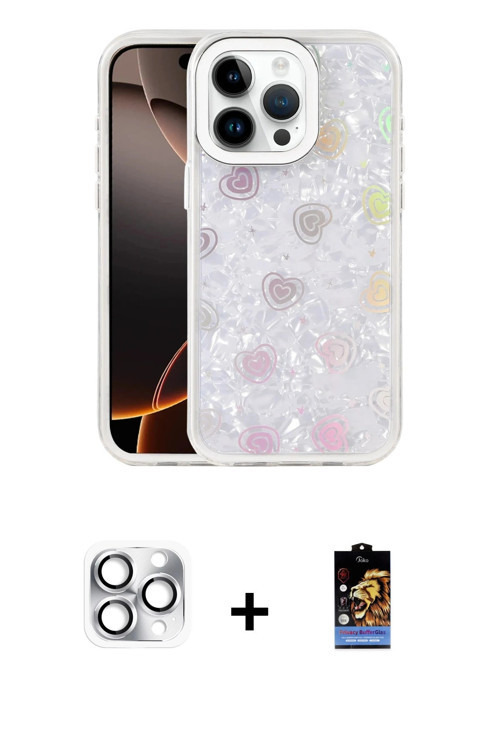 ieg™ iPhone 16 Pro Max Kılıf Odak Prime - Siyah Buffer Hayalet Cam Ekran Koruyucu + Gümüş Pers Alümi