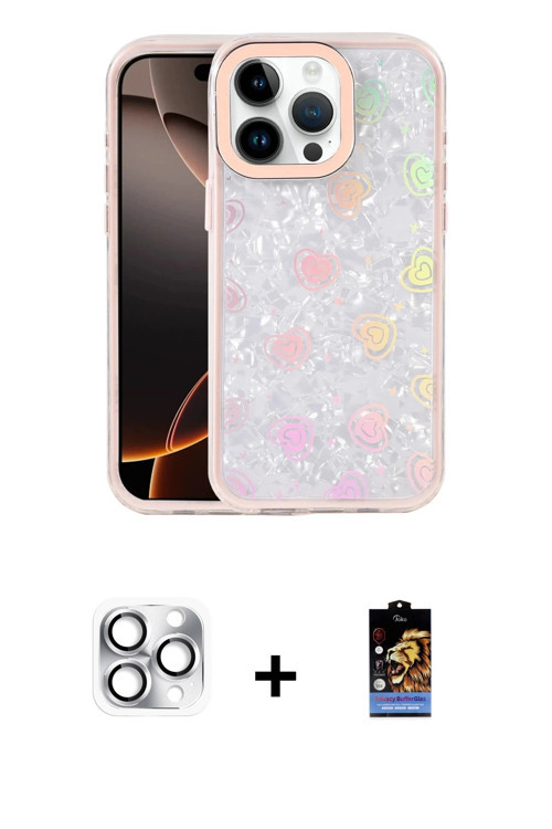 ieg™ iPhone 16 Pro Max Kılıf Odak Prime - Siyah Buffer Hayalet Cam Ekran Koruyucu + Gümüş Pers Alümi