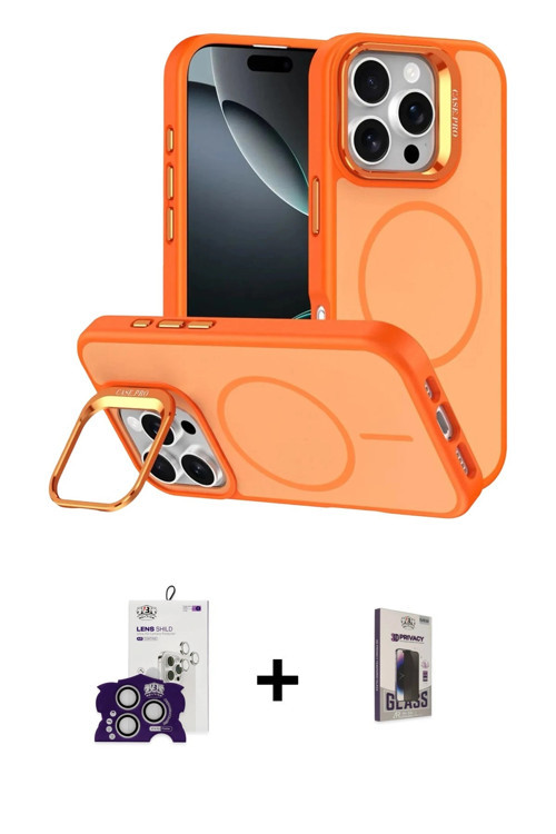ieg™ iPhone 16 Pro Max Kılıf Çekirdek Klasik - Siyah Bilvis Hayalet Cam Ekran Koruyucu + Gümüş Bilvi
