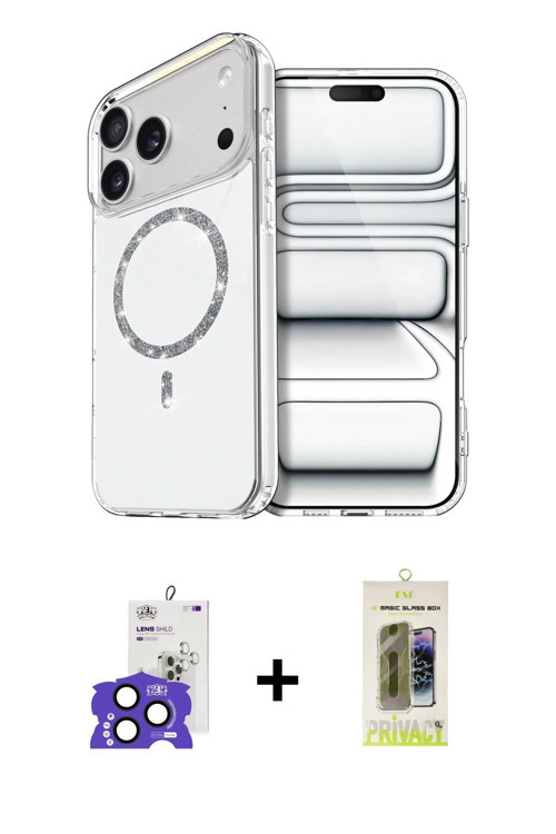ieg™ iPhone 17 Pro Max Kılıf Kıvılcım Form Prime - Siyah Joko Magic 5D Hayalet Cam + Lacivert Bilvis