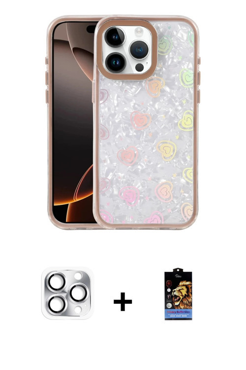 ieg™ iPhone 16 Pro Max Kılıf Odak Prime - Siyah Buffer Hayalet Cam Ekran Koruyucu + Gümüş Pers Alümi