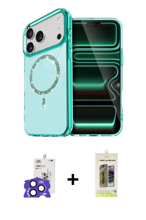 ieg™ iPhone 17 Pro Max Kılıf Kıvılcım Form Prime - Siyah Joko Magic 5D Hayalet Cam + Lacivert Bilvis