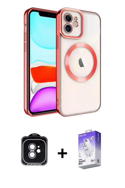 ieg™ iPhone 11 Kılıf Nova Işık Özel Seri - Siyah Bilvis 5in1 3D Magic Cam Ekran Koruyucu + Yeşil PVD