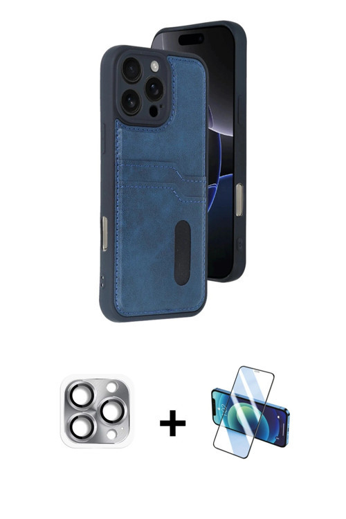 ieg™ iPhone 16 Pro Max Kılıf Yörünge Işık Serisi - Siyah 3D Antistatik Cam Ekran Koruyucu + Gri Pers