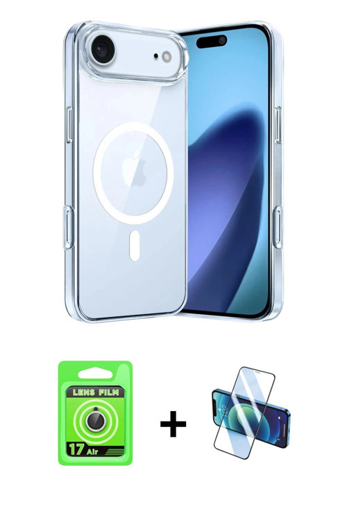 ieg™ iPhone 17 Air Kılıf Ahenk Minimal Serisi - Siyah 3D Antistatik Seramik Nano Ekran Koruyucu + Gü