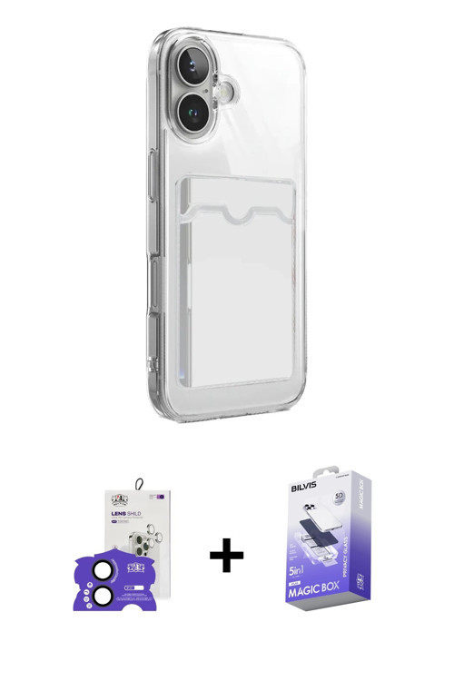 ieg™ iPhone 17 Kılıf Doruk Klasik Koleksiyonu - Siyah Bilvis 5in1 5D Magic Hayalet Cam Ekran Koruyuc