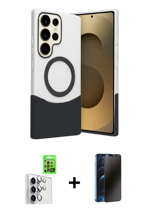 ieg™ Galaxy S25 Ultra Kılıf Kozmos Form Özel Seri - Siyah 3D Antistatik Hayalet Cam Ekran Koruyucu +