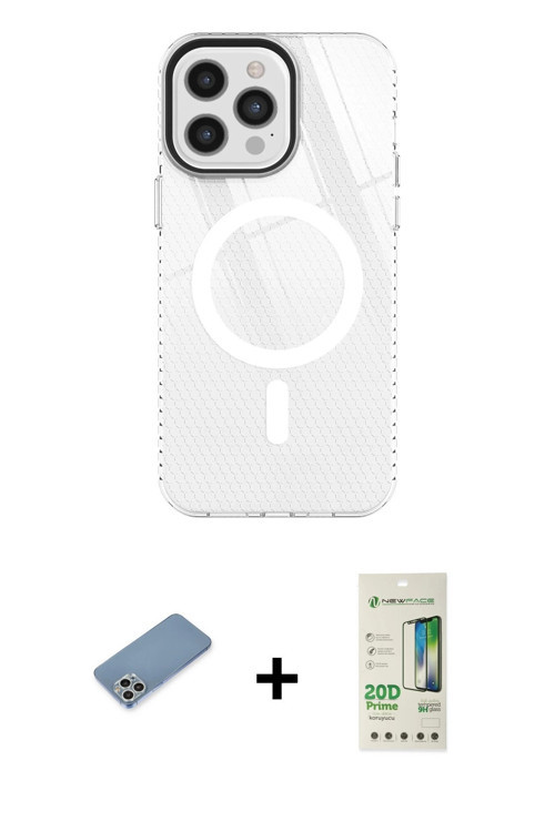ieg™ iPhone 12 Pro Max Kılıf Doruk Prime - Siyah 20D Premium Cam Ekran Koruyucu + Gümüş Shine Kamera