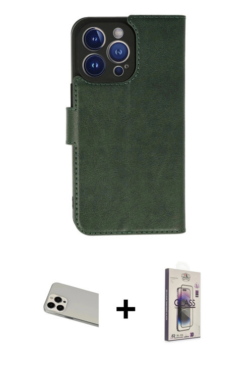 ieg™ iPhone 13 Pro Max Kılıf Siluet Işık Serisi - Siyah Bilvis 3D Cam Ekran Koruyucu + Beyaz Rainbow