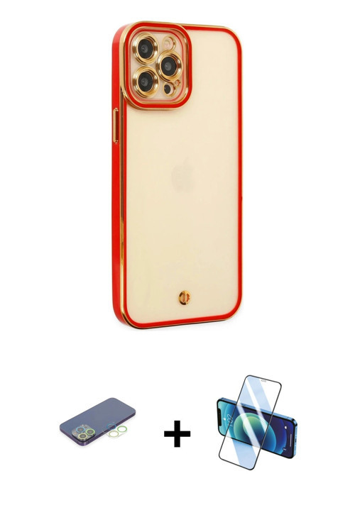 ieg™ iPhone 12 Pro Max Kılıf Çekirdek Klasik Serisi - Siyah 3D Antistatik Cam Ekran Koruyucu + Yeşil