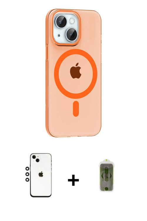 ieg™ iPhone 14 Kılıf Pusula Form Özel Seri - Siyah Joko Magic 5D Hayalet Cam + Gümüş Shine Kamera Le