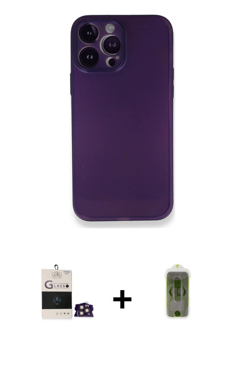 ieg™ iPhone 14 Pro Max Kılıf Yadigar Yansıma Serisi - Siyah Joko Magic 5D Hayalet Cam + Gold Bilvis
