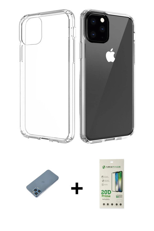 ieg™ iPhone 11 Pro Max Kılıf Zirve Doku - Siyah 20D Premium Cam Ekran Koruyucu + Mavi Shine Kamera L