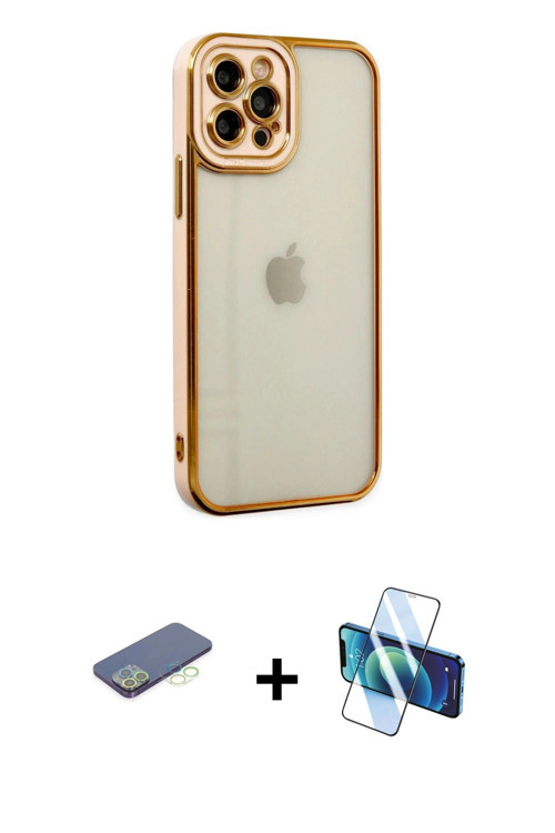 ieg™ iPhone 12 Pro Max Kılıf Çekirdek Klasik Serisi - Siyah 3D Antistatik Cam Ekran Koruyucu + Yeşil