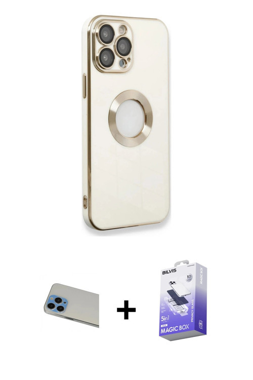 ieg™ iPhone 13 Pro Max Kılıf İz Form Serisi - Siyah Bilvis 5in1 5D Magic Hayalet Cam Ekran Koruyucu