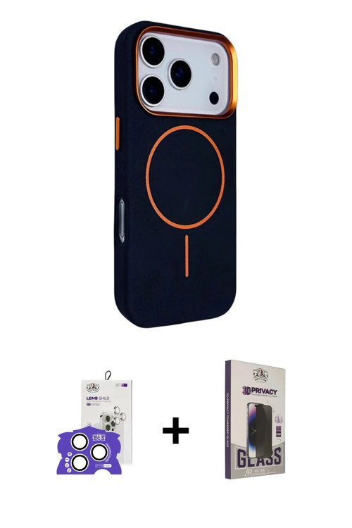 ieg™ iPhone 17 Pro Max Kılıf Kutup Minimal Prime - Siyah Bilvis Hayalet Cam Ekran Koruyucu + Gümüş B