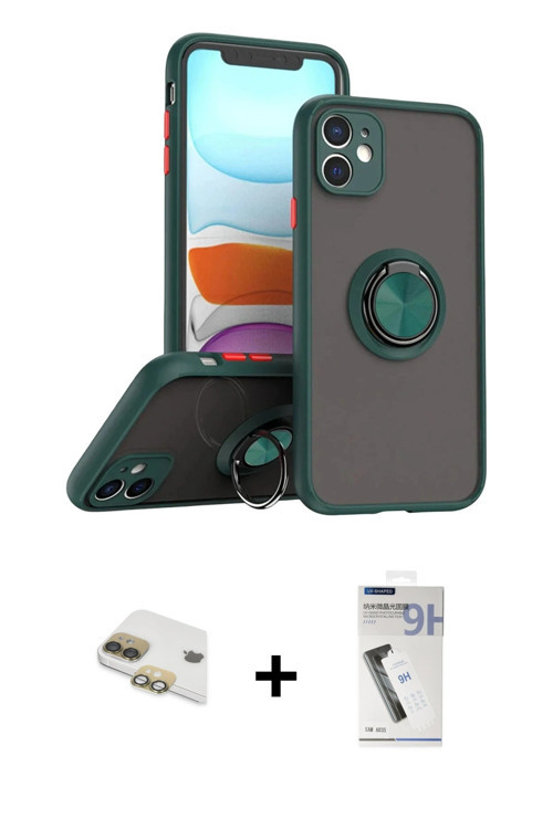 ieg™ iPhone 11 Kılıf Yörünge Çizgi - Şeffaf Uv Polymer Nano Ekran Koruyucu + Gold Pers Alüminyum Kam