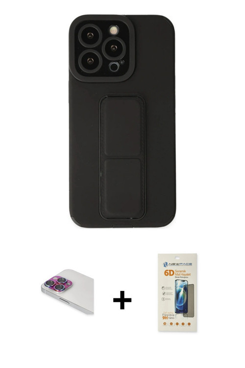ieg™ iPhone 13 Pro Max Kılıf Çekirdek Yansıma - Siyah 6D Mat Seramik Hayalet Nano Ekran Koruyucu + G