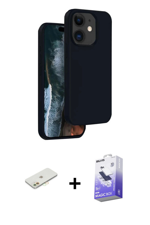 ieg™ iPhone 11 Kılıf Kıvılcım Çizgi Serisi - Siyah Bilvis 5in1 5D Magic Hayalet Cam Ekran Koruyucu +