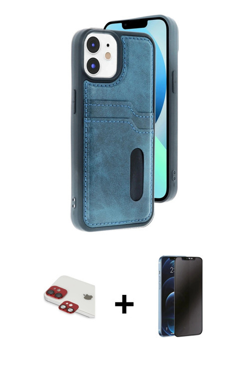 ieg™ iPhone 11 Kılıf Yörünge Işık Serisi - Siyah 3D Antistatik Hayalet Cam Ekran Koruyucu + Kırmızı