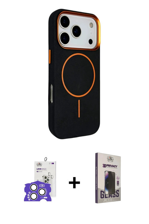 ieg™ iPhone 17 Pro Max Kılıf Kutup Minimal Prime - Siyah Bilvis Hayalet Cam Ekran Koruyucu + Gümüş B