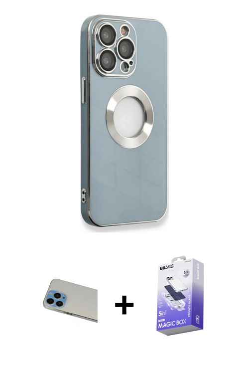 ieg™ iPhone 13 Pro Max Kılıf İz Form Serisi - Siyah Bilvis 5in1 5D Magic Hayalet Cam Ekran Koruyucu