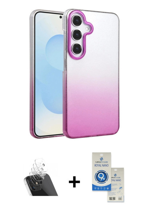 ieg™ Galaxy A14 4G Kılıf Kıvılcım Minimal Özel Seri - Şeffaf Royal Nano Ekran Koruyucu + Şeffaf Kame
