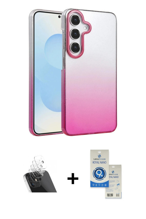 ieg™ Galaxy A14 4G Kılıf Kıvılcım Minimal Özel Seri - Şeffaf Royal Nano Ekran Koruyucu + Şeffaf Kame
