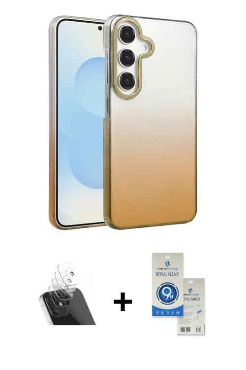 ieg™ Galaxy A14 4G Kılıf Kıvılcım Minimal Özel Seri - Şeffaf Royal Nano Ekran Koruyucu + Şeffaf Kame