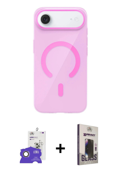 ieg™ iPhone 17 Air Kılıf Pusula Form Özel Seri - Siyah Bilvis Hayalet Cam Ekran Koruyucu + Gold Bilv