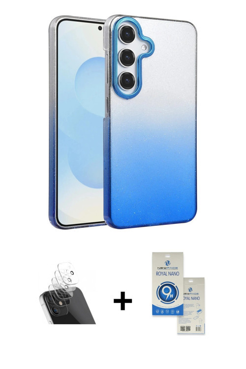 ieg™ Galaxy A14 4G Kılıf Kıvılcım Minimal Özel Seri - Şeffaf Royal Nano Ekran Koruyucu + Şeffaf Kame