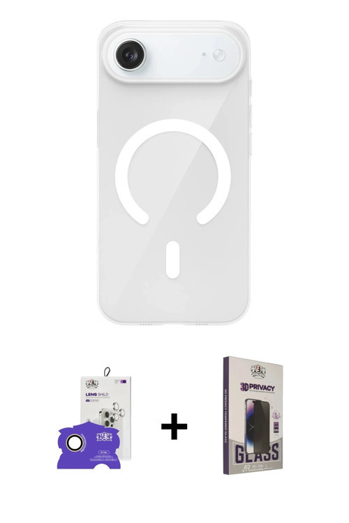 ieg™ iPhone 17 Air Kılıf Pusula Form Özel Seri - Siyah Bilvis Hayalet Cam Ekran Koruyucu + Gold Bilv