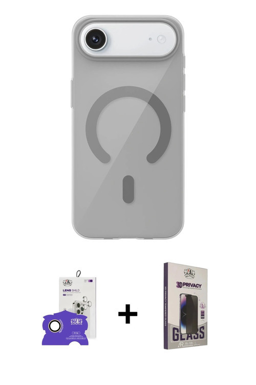 ieg™ iPhone 17 Air Kılıf Pusula Form Özel Seri - Siyah Bilvis Hayalet Cam Ekran Koruyucu + Gold Bilv