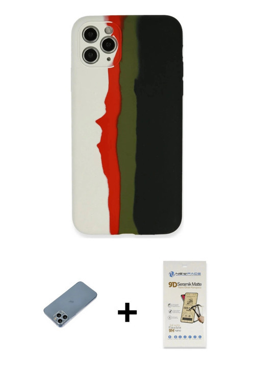 ieg™ iPhone 11 Pro Kılıf Yadigar Çizgi - Siyah Mat Seramik Nano Ekran Koruyucu + Sierra Blue Shine K