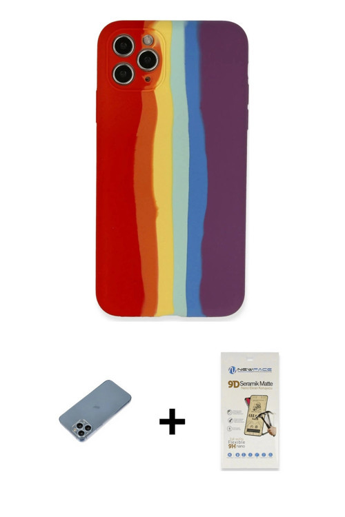 ieg™ iPhone 11 Pro Kılıf Yadigar Çizgi - Siyah Mat Seramik Nano Ekran Koruyucu + Sierra Blue Shine K