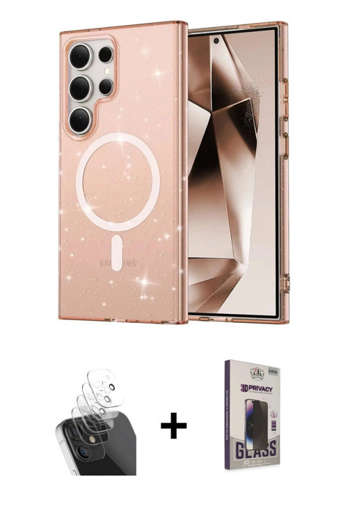 ieg™ Galaxy S24 Ultra Kılıf Nova Asil Prime - Siyah Bilvis Hayalet Cam Ekran Koruyucu + Şeffaf Kamer