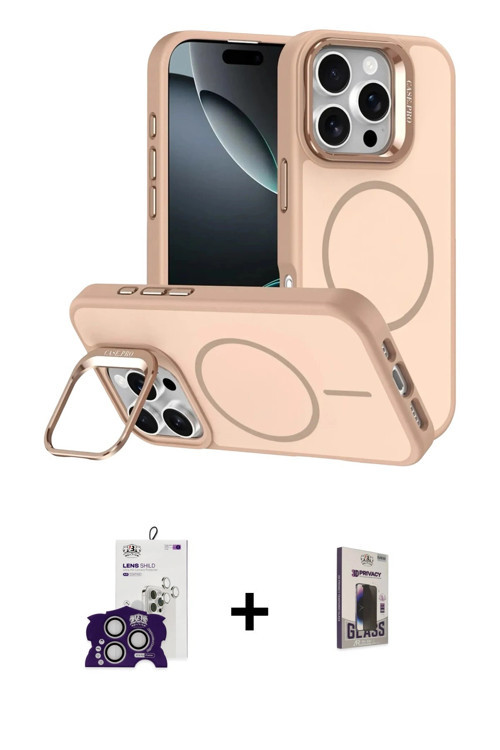 ieg™ iPhone 16 Pro Max Kılıf Çekirdek Klasik - Siyah Bilvis Hayalet Cam Ekran Koruyucu + Gümüş Bilvi