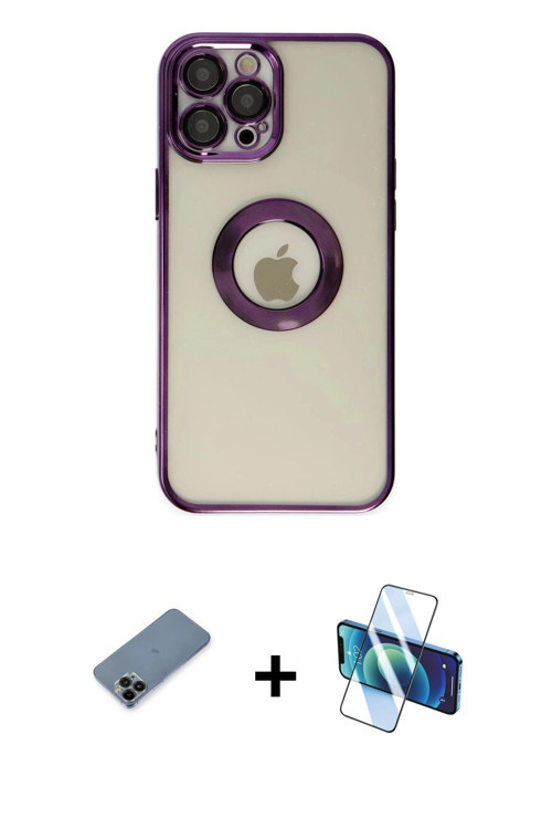 ieg™ iPhone 12 Pro Kılıf Pusula Form - Siyah 3D Antistatik Seramik Nano Ekran Koruyucu + Siyah Shine