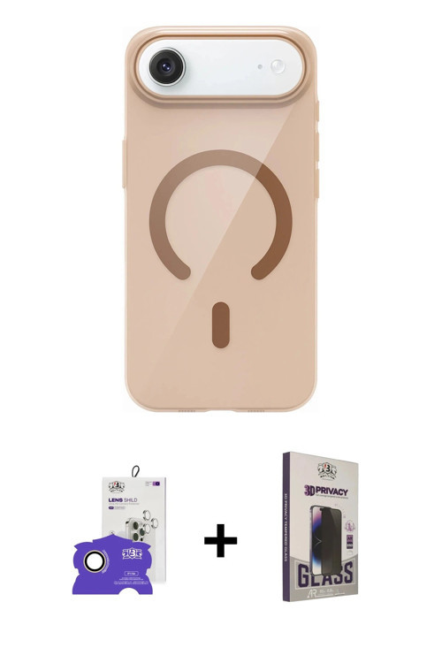 ieg™ iPhone 17 Air Kılıf Pusula Form Özel Seri - Siyah Bilvis Hayalet Cam Ekran Koruyucu + Gold Bilv