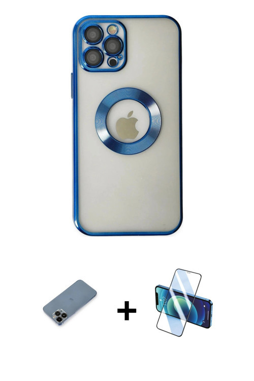 ieg™ iPhone 12 Pro Kılıf Pusula Form - Siyah 3D Antistatik Seramik Nano Ekran Koruyucu + Siyah Shine