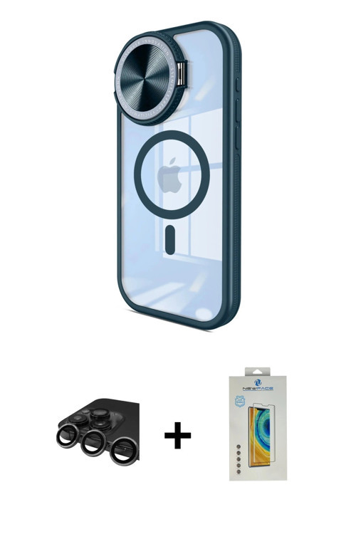ieg™ iPhone 15 Pro Kılıf Kıvılcım Modern Koleksiyonu - Siyah Polymer Nano Ekran Koruyucu + Titanyum