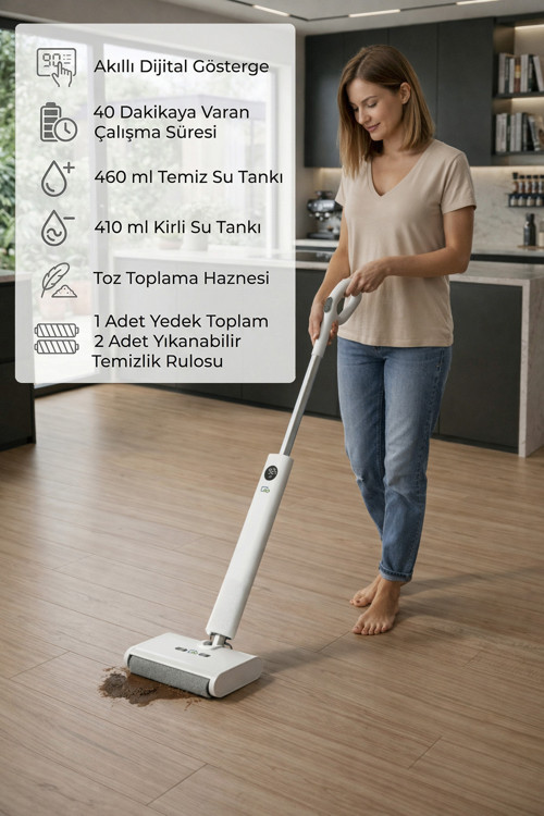 DW200 Kablosuz Şarjlı Mop