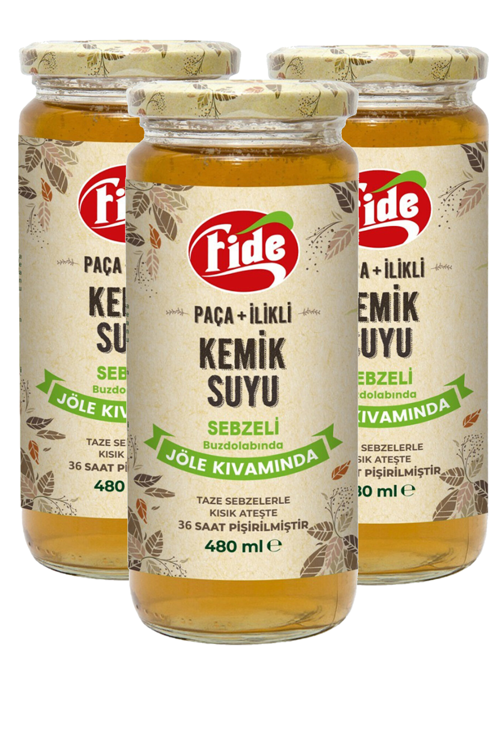 Paça + İlikli Kemik Suyu Jöle Kıvamında Sebze 480 ml x 3 Adet