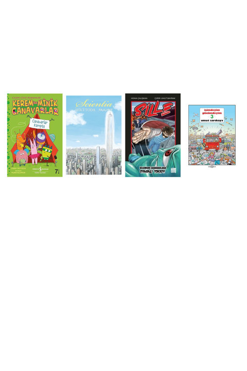 Kerem İle Minik Canavarlar - Canavarlar Kampta: Çılgın Çizgi Romanlar + 3 Kitap Daha (Set)