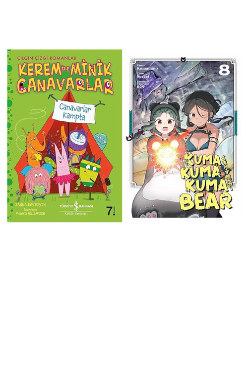 Kerem İle Minik Canavarlar - Canavarlar Kampta: Çılgın Çizgi Romanlar + 1 Kitap Daha (Set)
