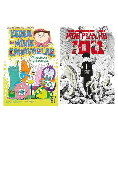 Kerem İle Minik Canavarlar - Canavarlar Yeşili Koruyor + 1 Kitap Daha (Set)