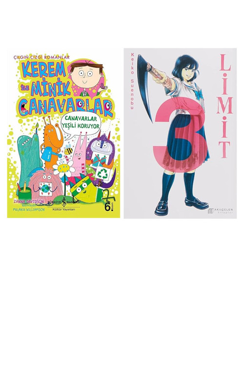 Kerem İle Minik Canavarlar - Canavarlar Yeşili Koruyor + 1 Kitap Daha (Set)