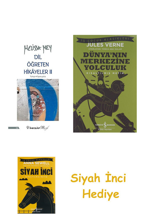 Dil Öğreten Hikayeler 2 - Türkçe - İspanyolca + Dünyanın Merkezine Yolculuk + Siyah İnci Hediye