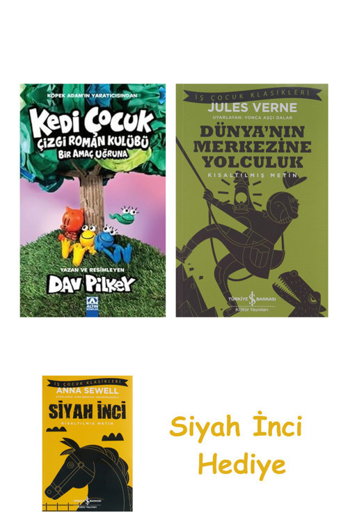 Kedi Çocuk - Çizgi Roman Kulübü Bir Amaç Uğruna + Dünyanın Merkezine Yolculuk + Siyah İnci Hediye