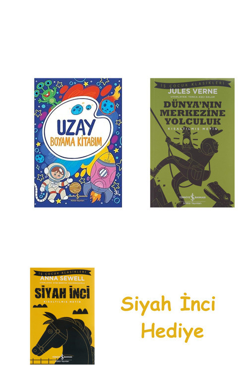 Uzay - Boyama Kitabım + Dünyanın Merkezine Yolculuk + Siyah İnci Hediye